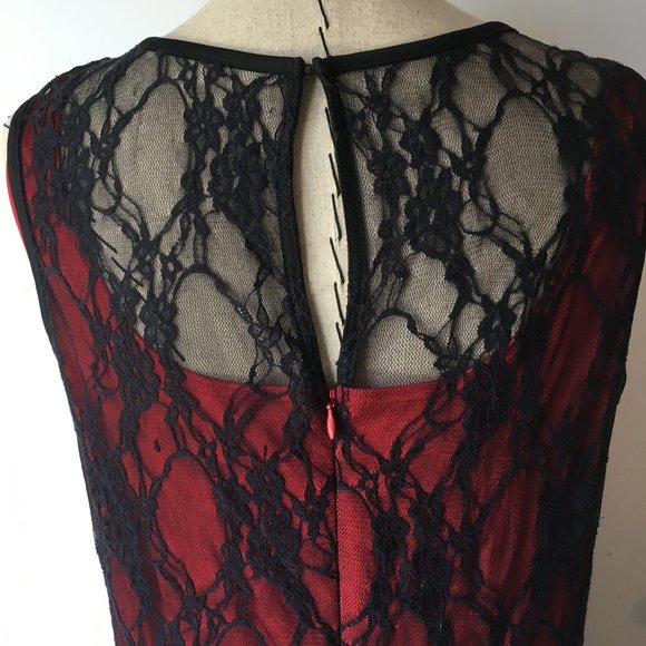 Blu Sage Red & Black Lace Dress Size 16 - Picture 4 of 5